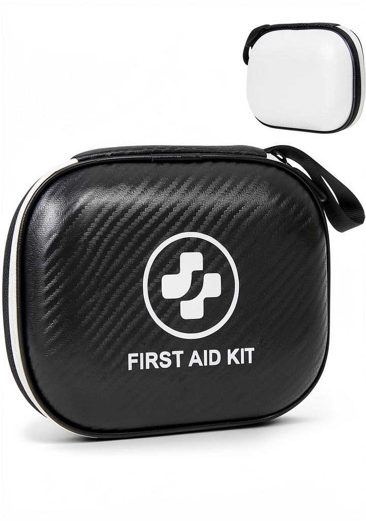 Installing WATPYHD First Aid Kit Compact Waterproof 185 Pieces on a wooden desk