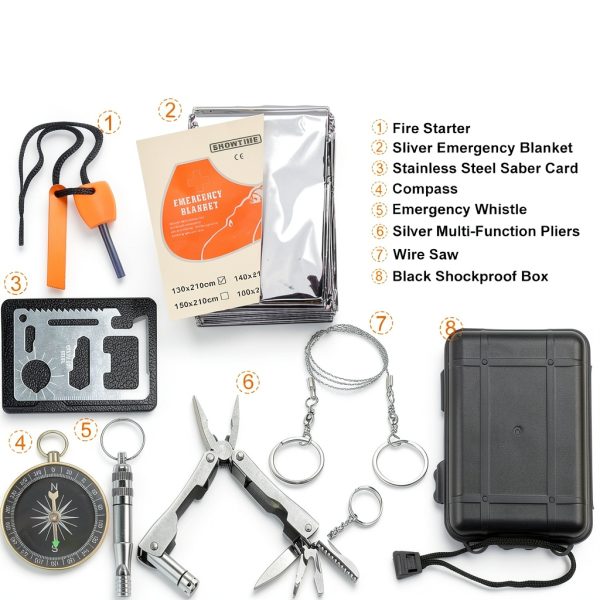 EMDMAK Survival Kit Stainless Steel 6 in 1 Outdoor Gear-5