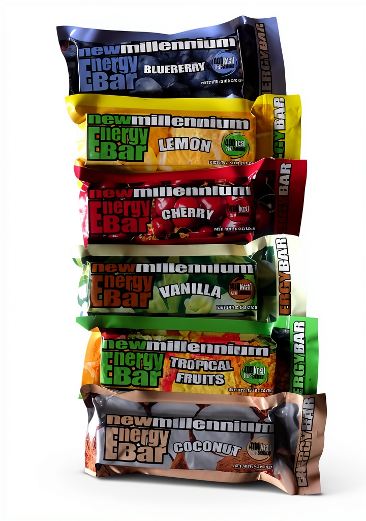 SOS Food Labs energy bars displayed in vacuum-sealed packaging