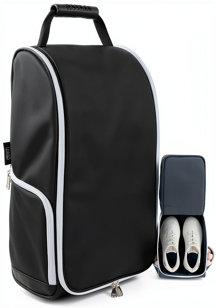 Golf shoe bag hanging from a golf cart