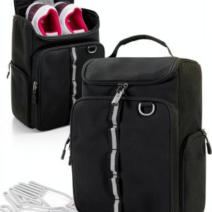 Golf Shoe Bag GOBUROS Black Holds Mens 14 Shoes with Glove Holder-0